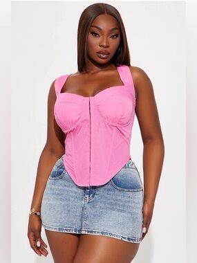 Cute Fashion Nova Pink Corset Lightweight Top Shirt  Tank NEW 3X